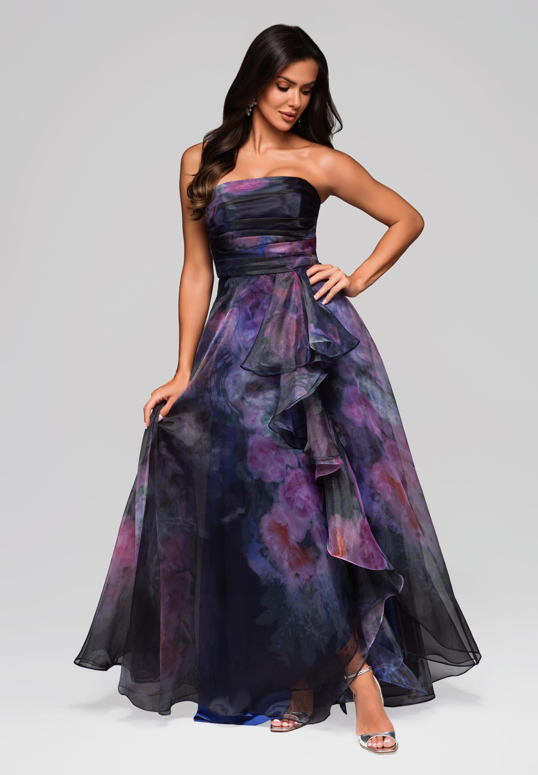 Blaues Maxi-Abendkleid mit Print — 3