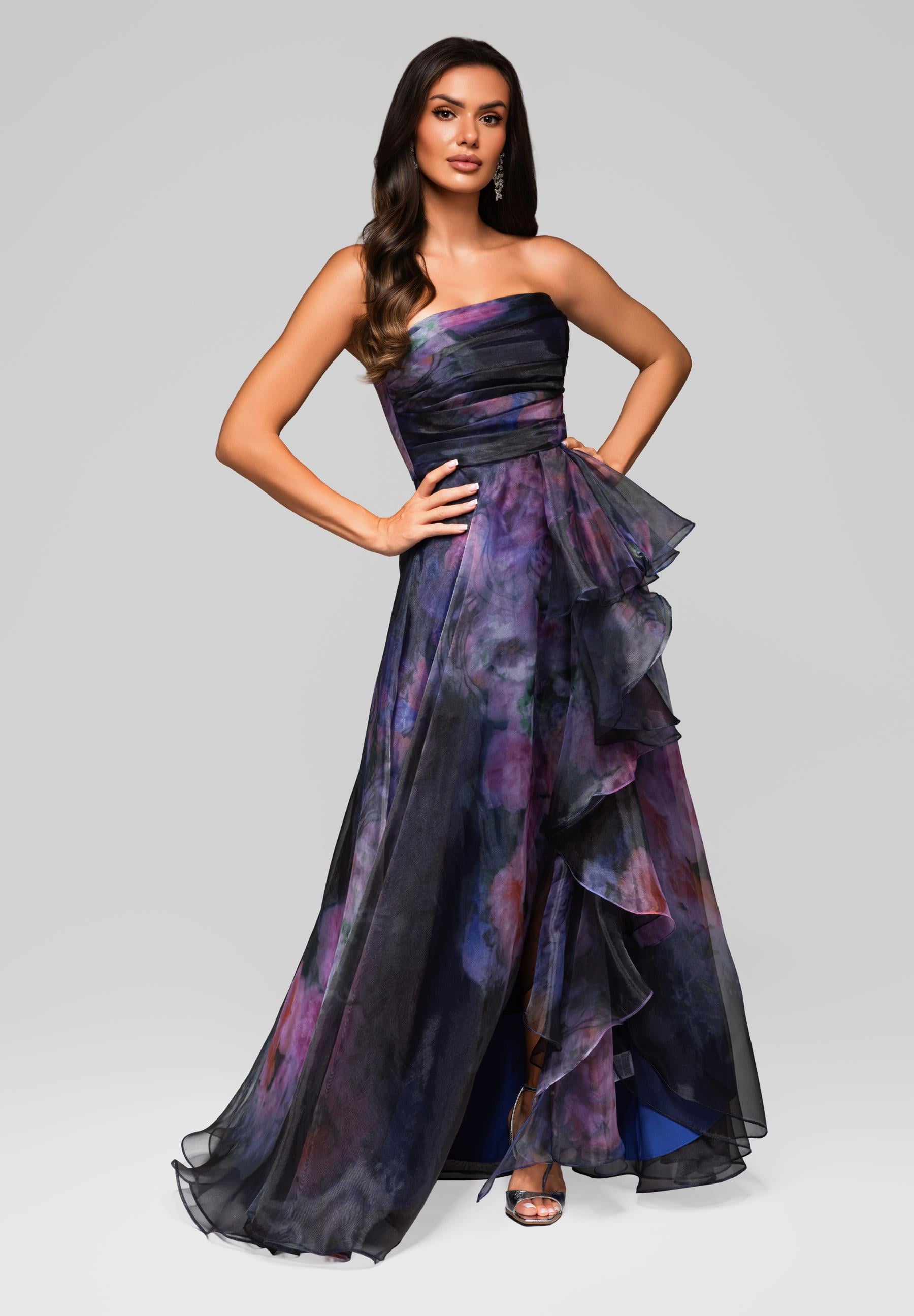Blaues Maxi-Abendkleid mit Print — 6