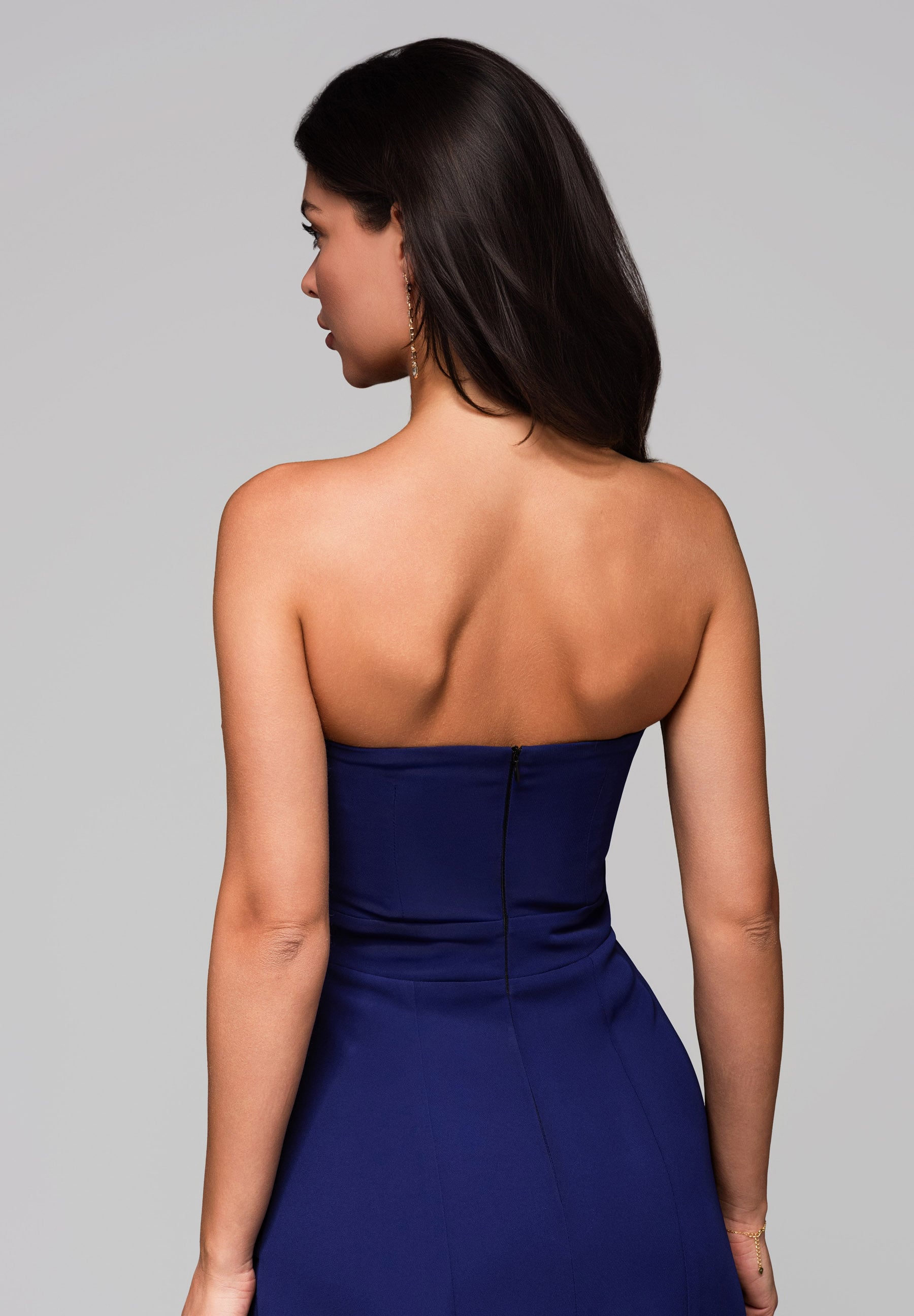 Marineblaues Maxi-Abendkleid mit geradem Ausschnitt — 6