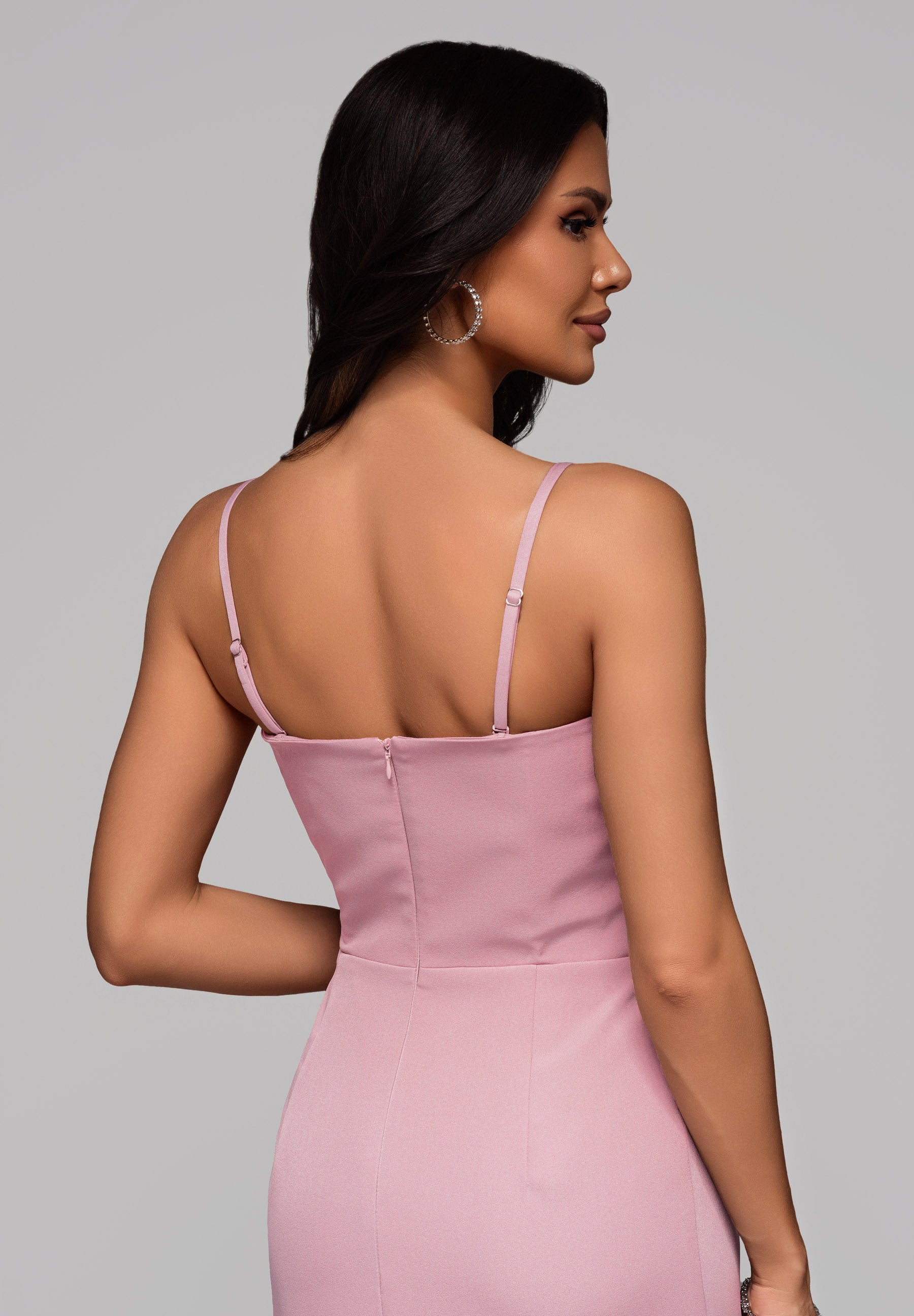 Altrosa Maxi-Abendkleid mit Wickelausschnitt — 6