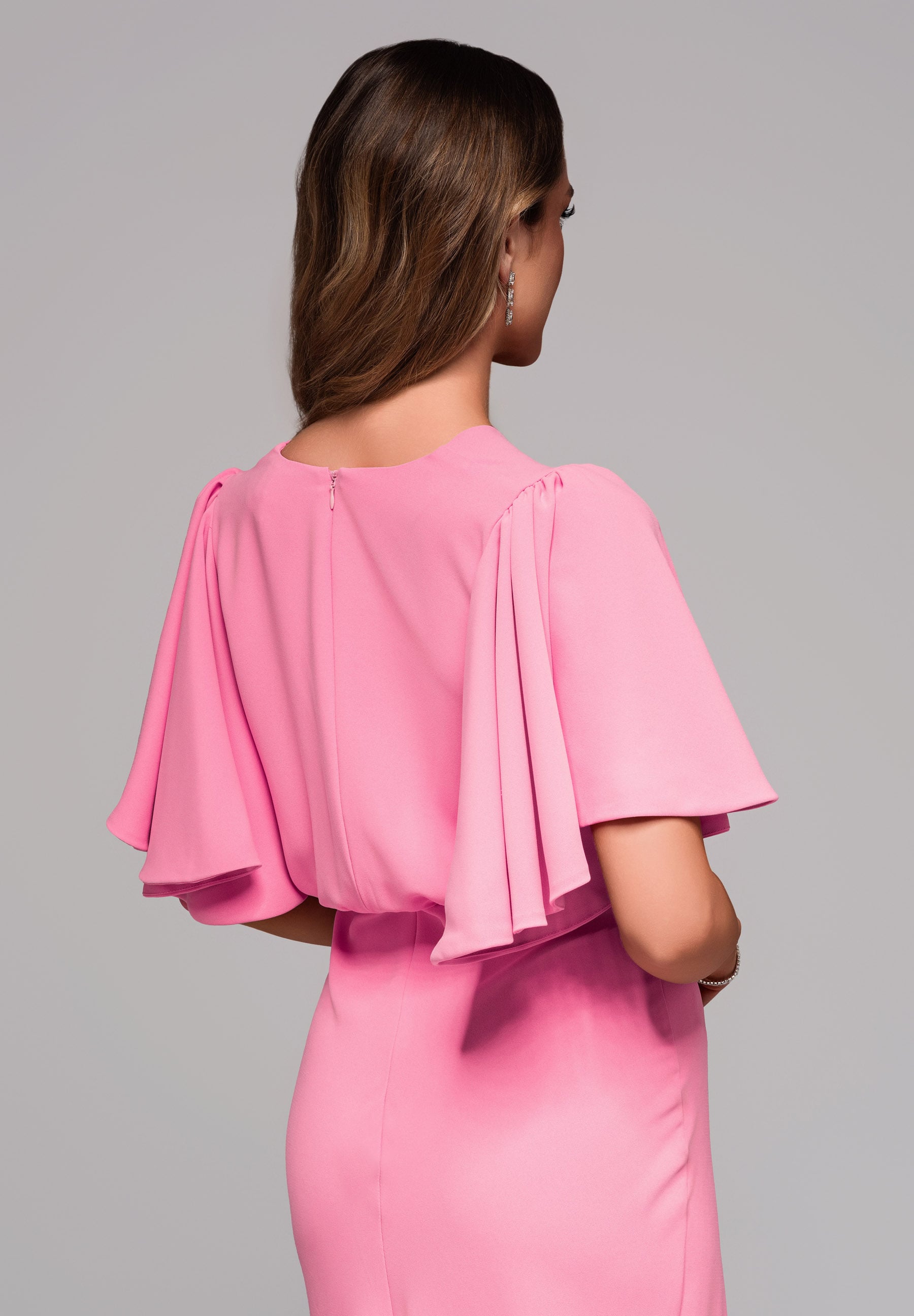 Rosa Midi-Abendkleid mit Wickelausschnitt — 6