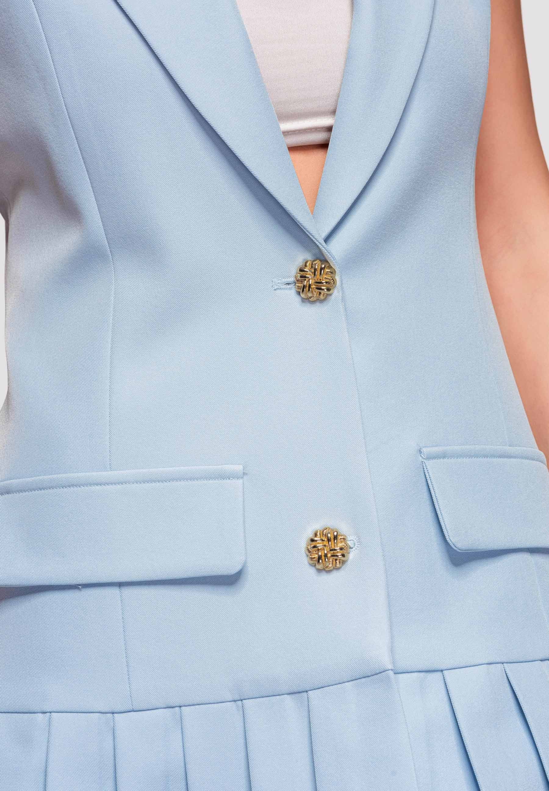 Blaues Mini-Abendkleid mit tiefem Ausschnitt — 3
