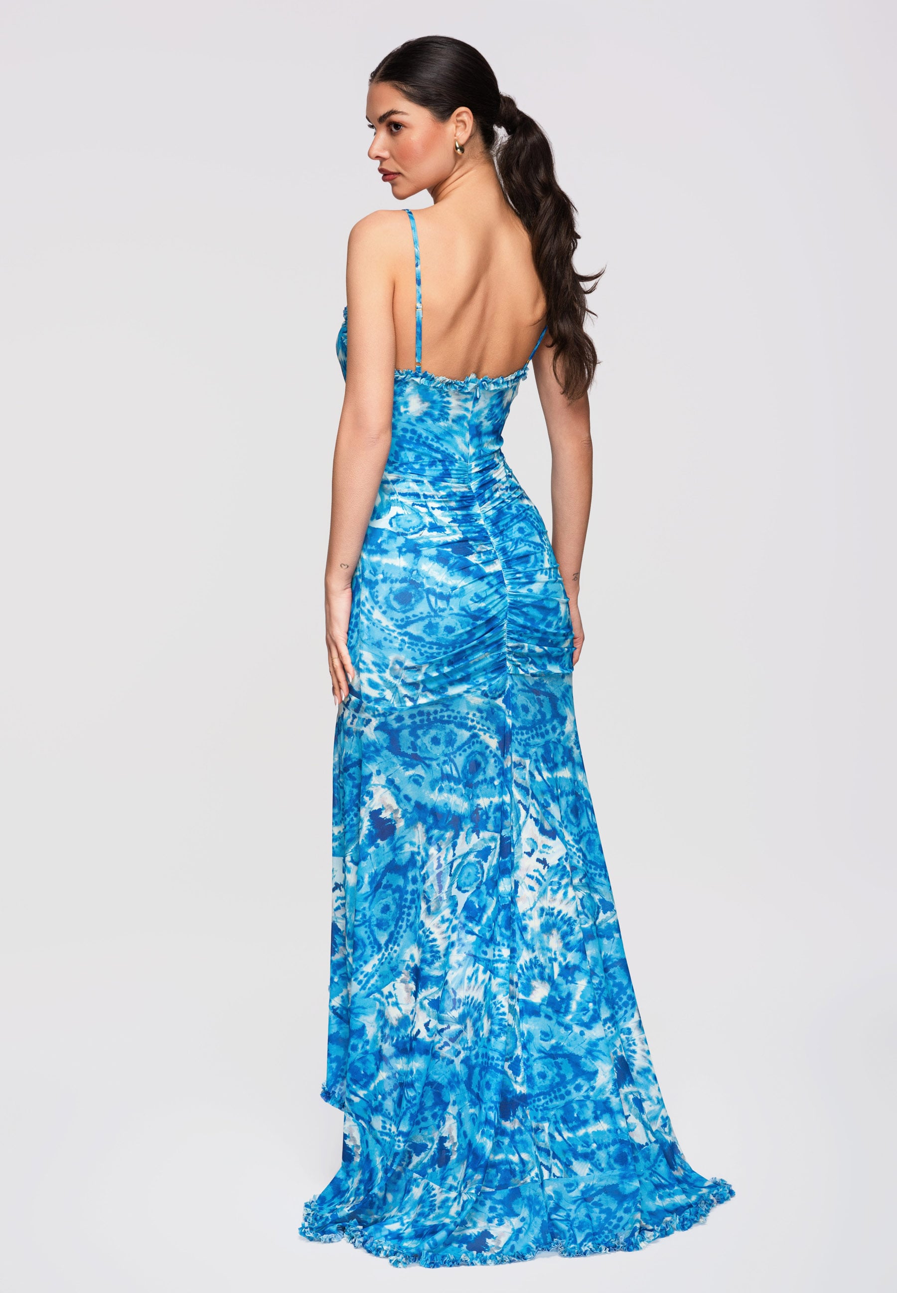 Blaues Maxi-Abendkleid mit Print — 3