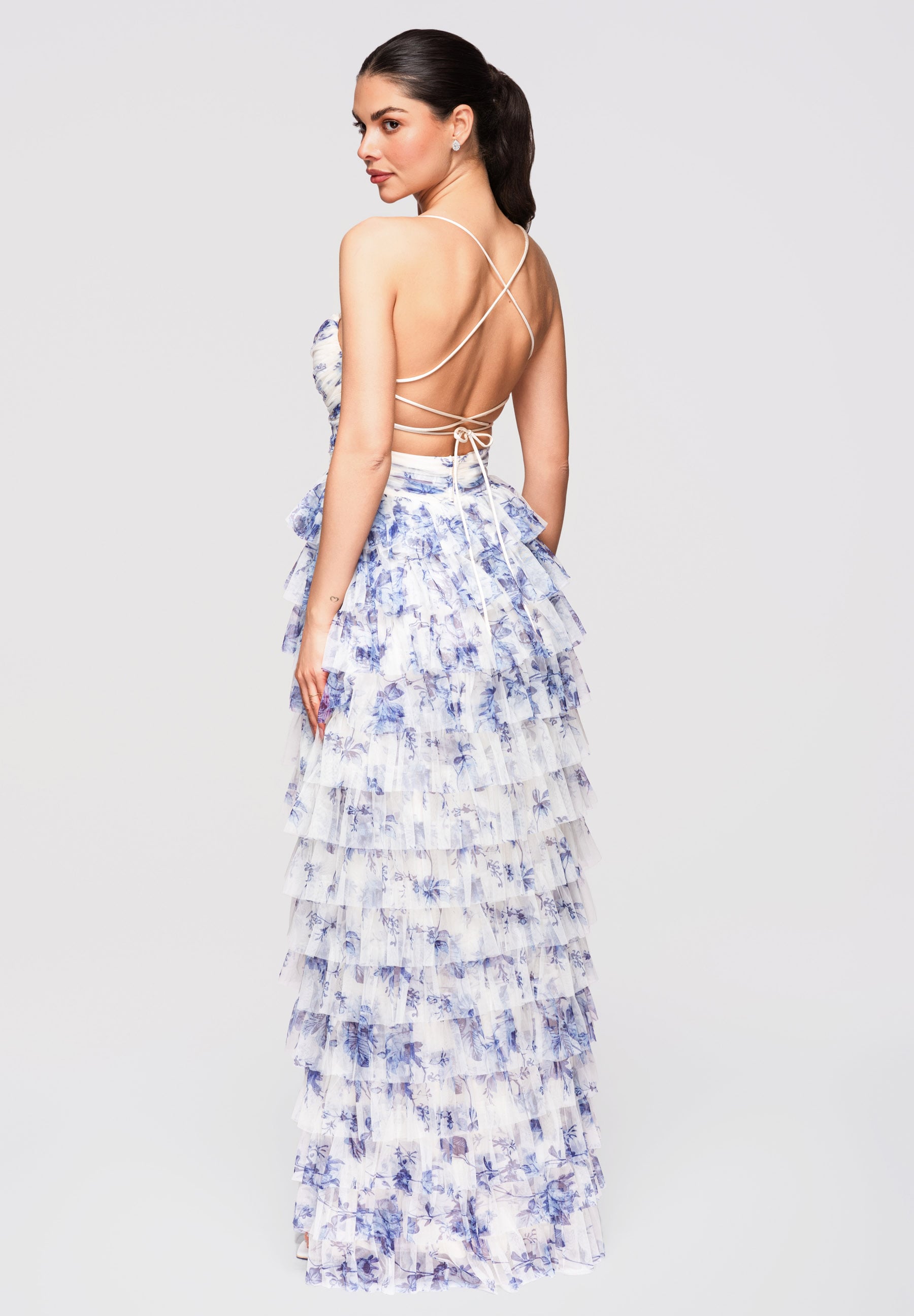 Blaues Maxi-Abendkleid mit Print — 4