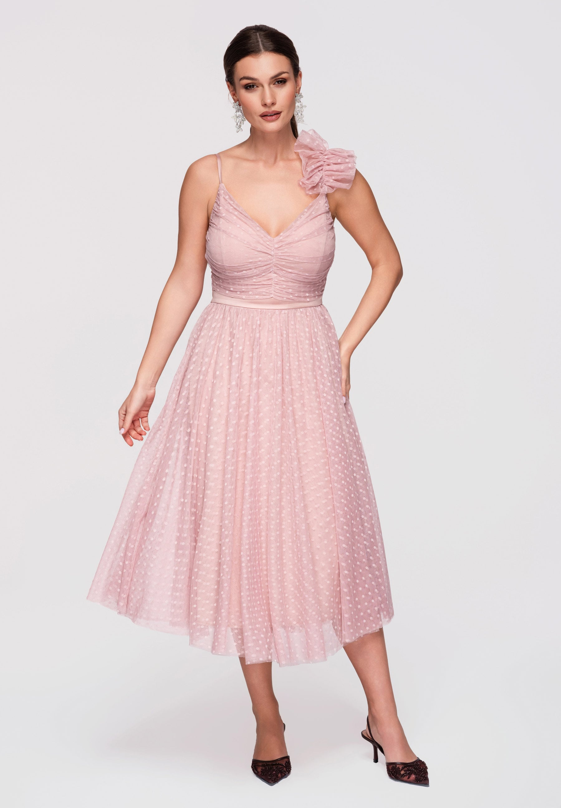 Cielista tiulowa sukienka wieczorowa midi — 2