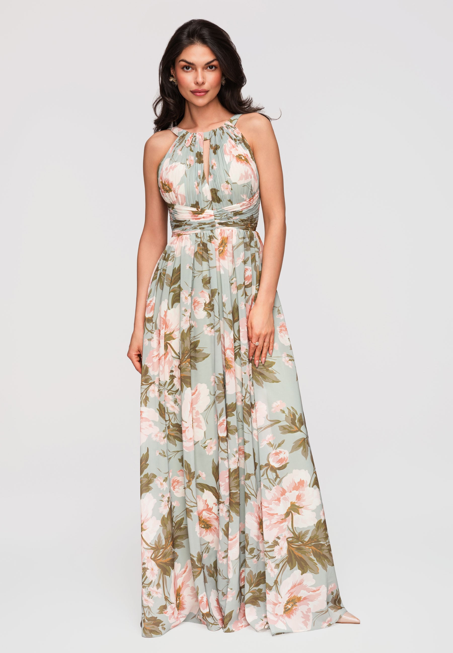 Türkisfarbenes Maxi-Abendkleid mit Print — 5