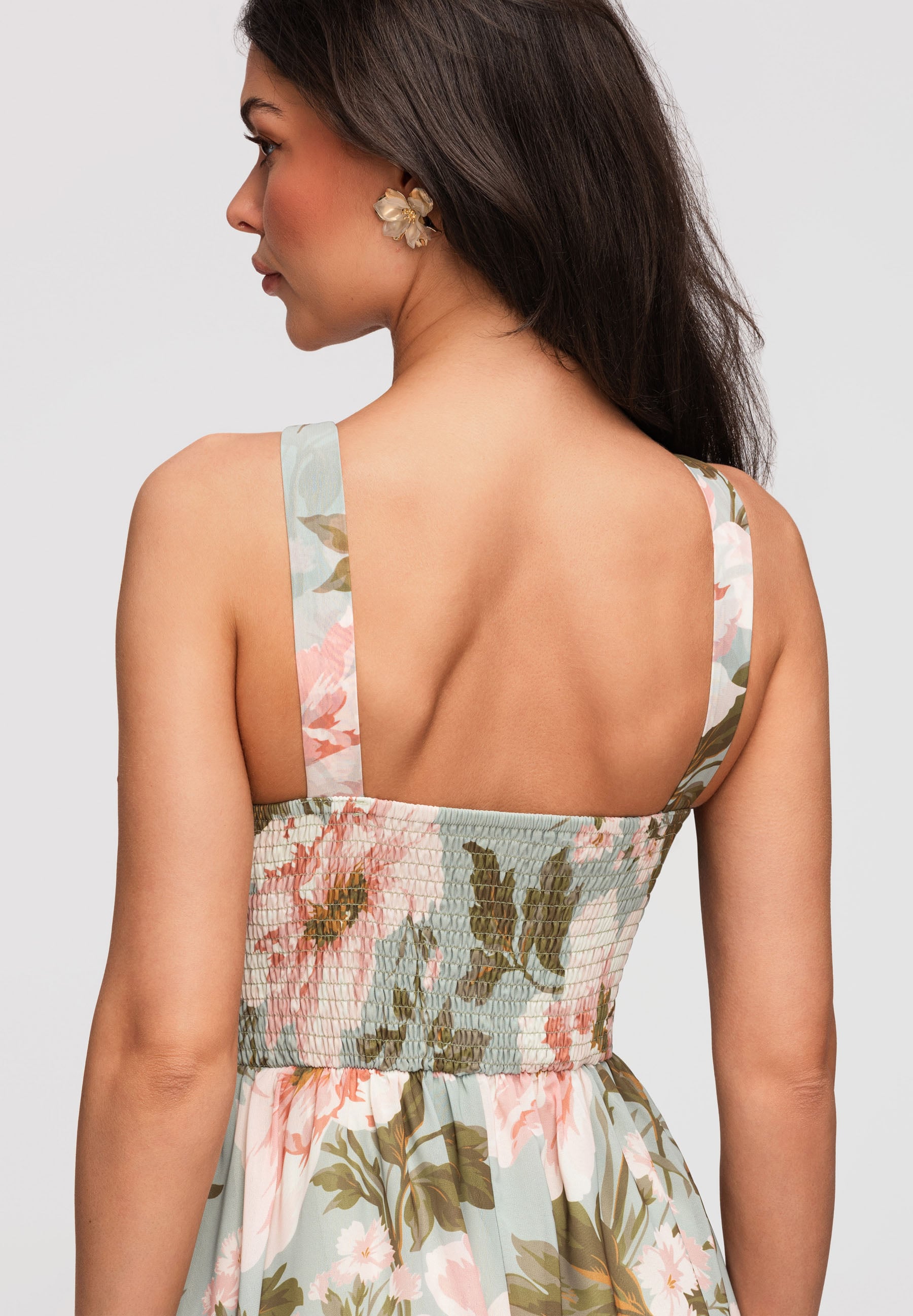 Türkisfarbenes Maxi-Abendkleid mit Print — 7