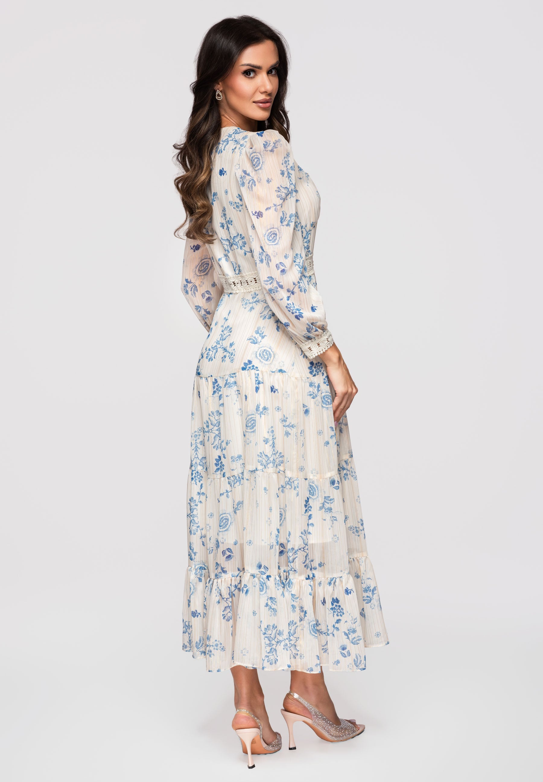 Blaues Maxi-Abendkleid mit Print — 3