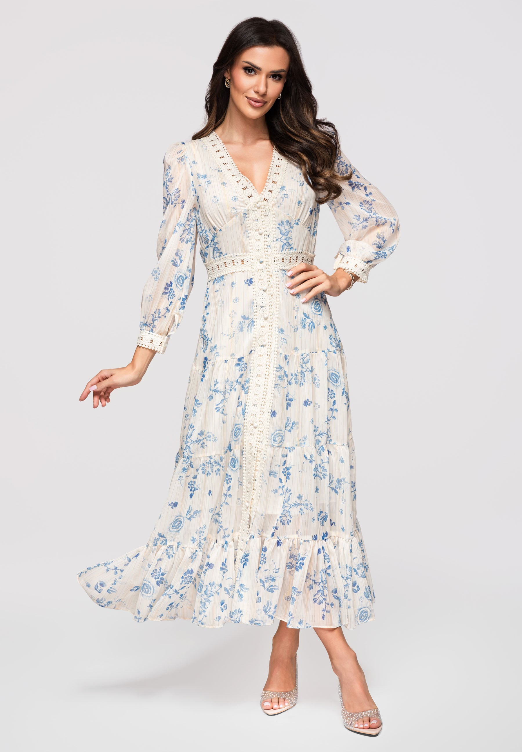 Blaues Maxi-Abendkleid mit Print — 6