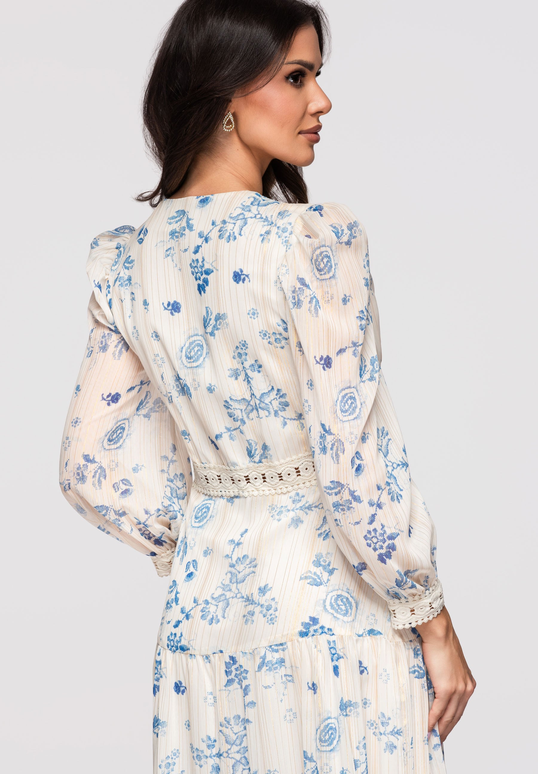 Blaues Maxi-Abendkleid mit Print — 7