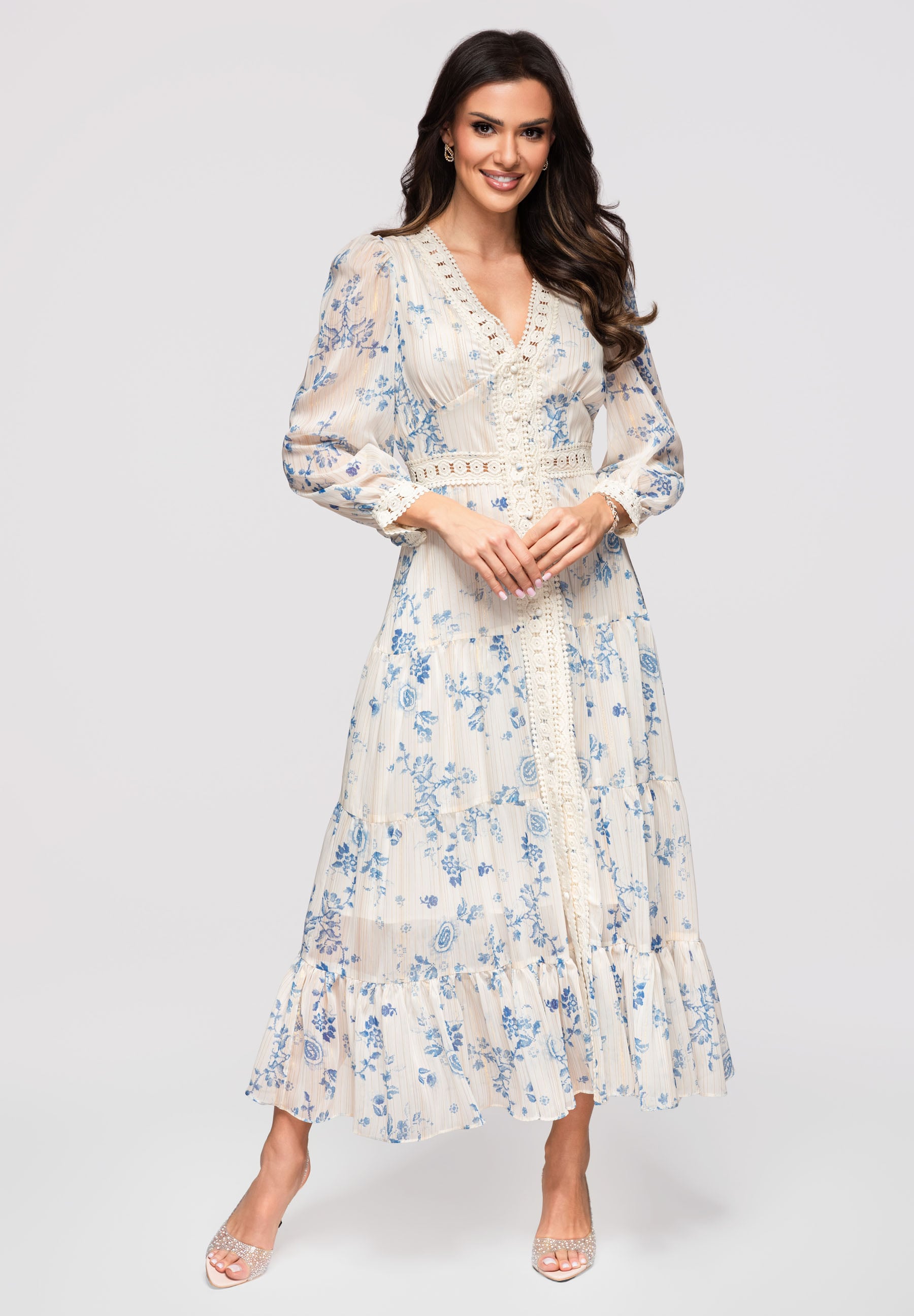 Blaues Maxi-Abendkleid mit Print — 8