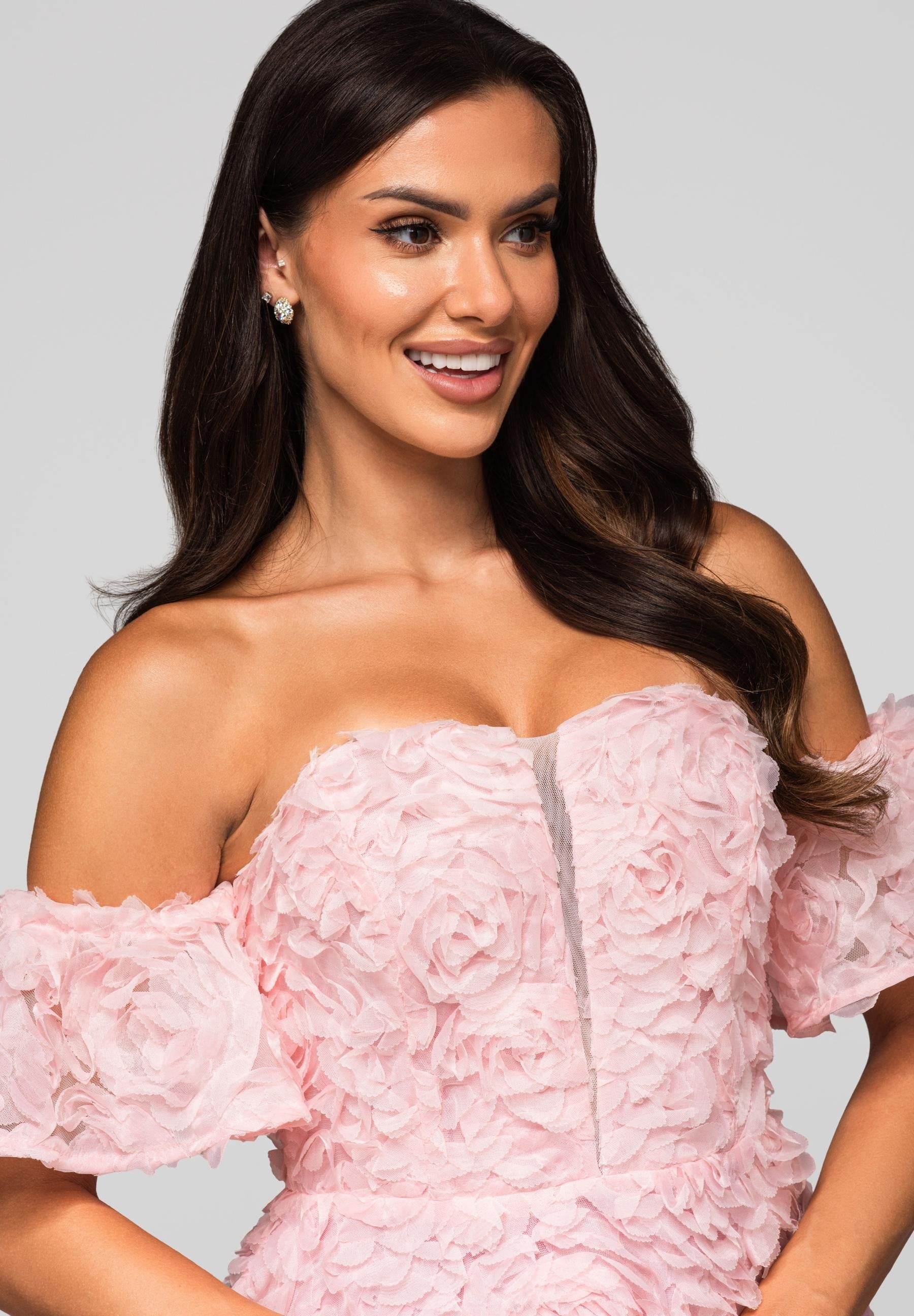 Rosa verziertes Mini-Abendkleid mit Herzausschnitt — 2
