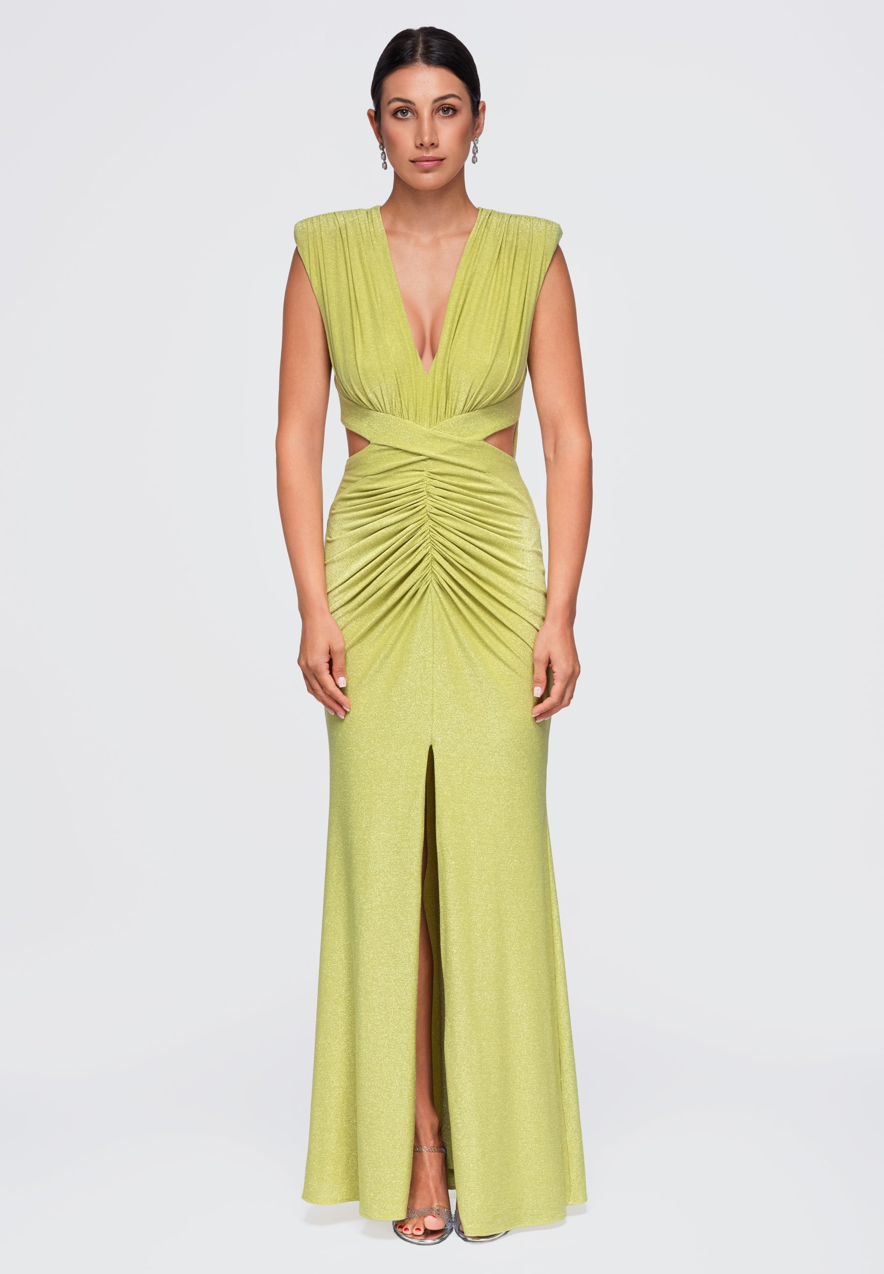 Lime shimmering maxi evening dress — 2