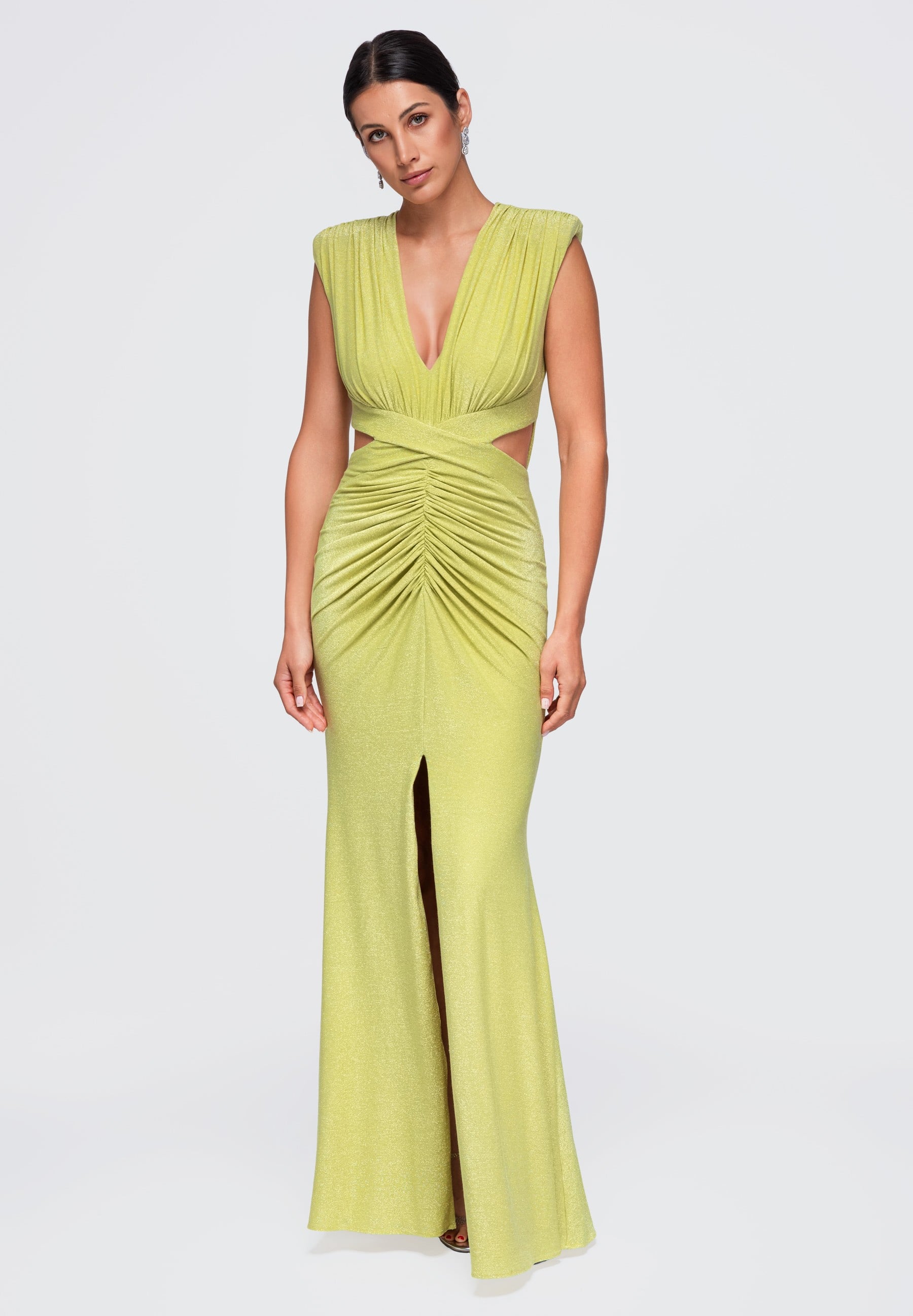 Lime shimmering maxi evening dress — 7