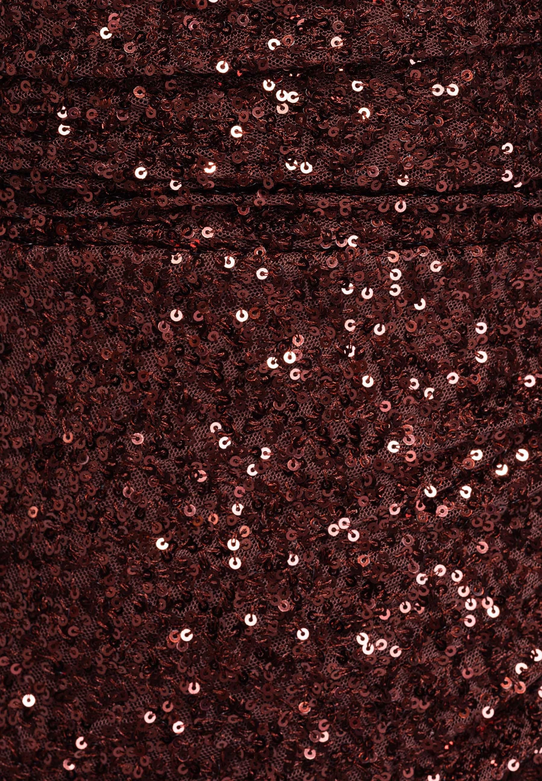 Braunes Maxi-Abendkleid mit Pailletten und Herzausschnitt — 4
