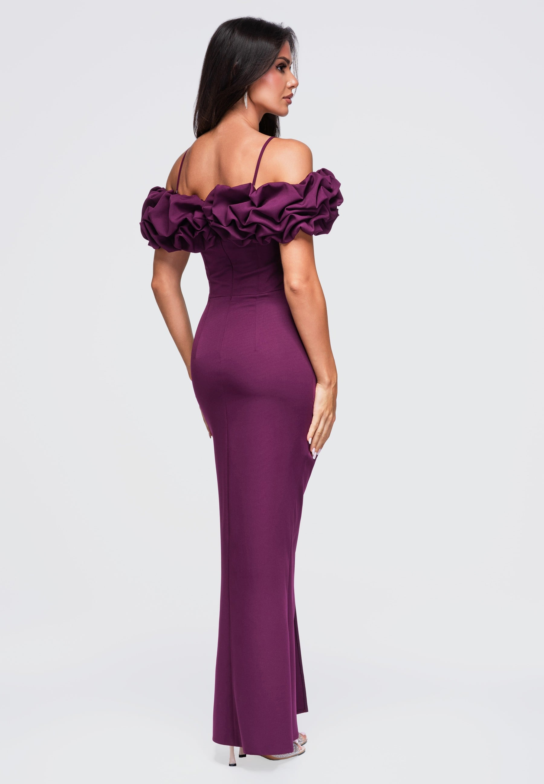 Violettes Maxi-Abendkleid mit Herzausschnitt — 5
